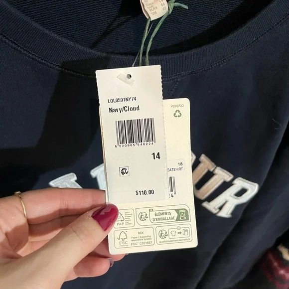 Barbour Navy and White Logo Sweatshirt - Picture 3 of 3